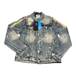 Create 2MRW Stylish Denim Jacket with Colorful Accents, NWT